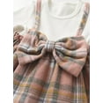thumbnail image 5 of Baby Girl Clothes Ruffles Plaid Faux-two Dress with Bow Headband Fall Winter Outfit 12-18 Months, 5 of 6