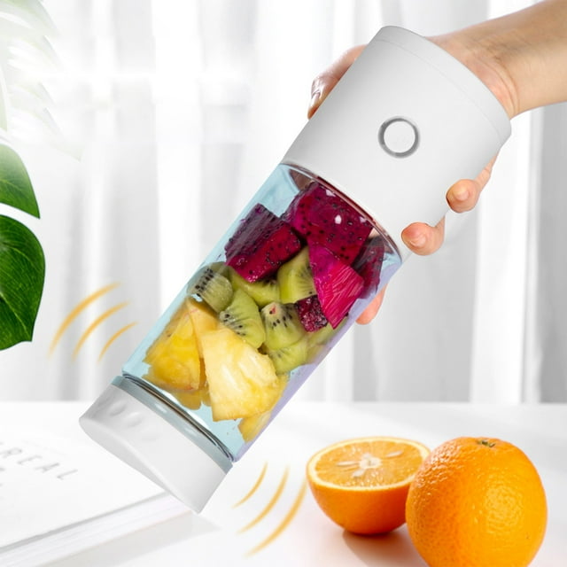 Exprimidor portátil de frutas frescas con 4 cuchillas ultra pequeñas, recargable por USB, para batidos, para el hogar, viajes, gimnasio y oficina.