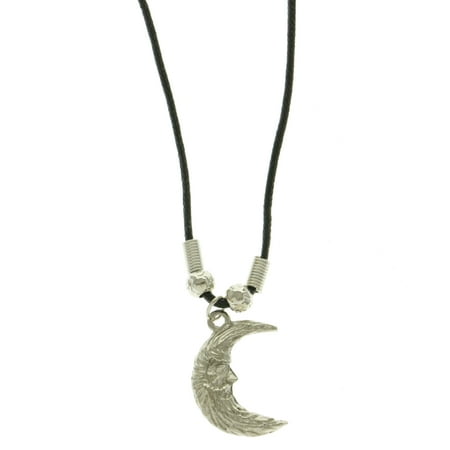 Mi Amore Man In The Moon Pendant-Necklace Silver-Tone/Black