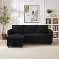 thumbnail image 6 of Luxury Black Corduroy Loveseat Sofa with Chaise & Storage | L-Shaped Modular Convertible Sleeper Couch | Reclining Back, Tufted Upholstery | 80"x54" for Living Spaces, 6 of 15