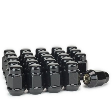 For INFINITI Nissan 24 Black Bulge Acorn Lug Nuts 12x1.25 Wheel Nut 3/4" Hex
