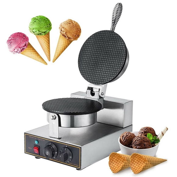 INTBUYING Waffle Cone Maker Commercial Electric Ice Cream Cone Machine Egg Roll Maker Griddles with Nonstick Layer for Family Kitchen Home Bakeries Snack Bar use