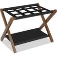 thumbnail image 2 of Linqz Folding Luggage Rack with Storage Shelf, 5 Nylon Straps Suitcase Stand for Guest Room Bedroom Hotel, Walnut, 2 of 10