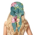 thumbnail image 2 of Head Scarf for Women,27.5 Inches Pioneer Colorful Flowers Square Like Head Scarf for Women,Silk Bandana Hair Wrap Neck Scarf for Women's, 2 of 6