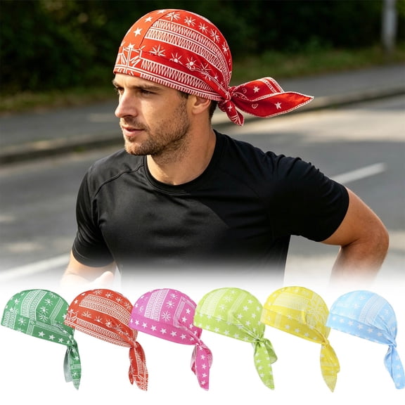 bravefron Elastic Cycling Sports Cap Breathable Pirate Head Wrap Elastic Fit Cycling Sports Moisture Wicking Elastic Bandana Hat for Men Women