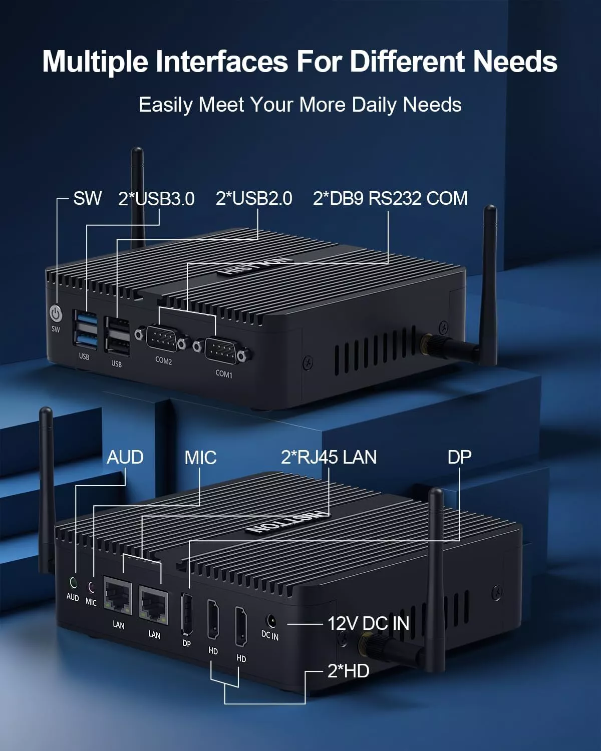 Fanless Mini PC N100, Intel Alder Lake N100 (3.4GHz), 8GB DDR4 RAM 256GB SSD
