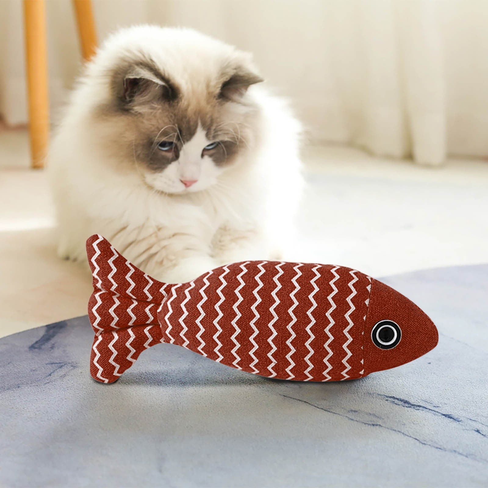 2 Packs Catnip Fish Toys for Cats Soft Linen Chew Toys with Catnip & Silvervine, Interactive Kicking Biting Play, Realistic Hunting Doll for Indoor Kittens, Durable Pet Grinding Teeth Supplies