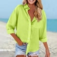 thumbnail image 4 of Business Casual Outfits for Women Shirts With Pockets Long Sleeve Down Shirt Blouse Loose Fit Vacation Beach Work Tops Clothes Womens Fashion Clothing, 4 of 4