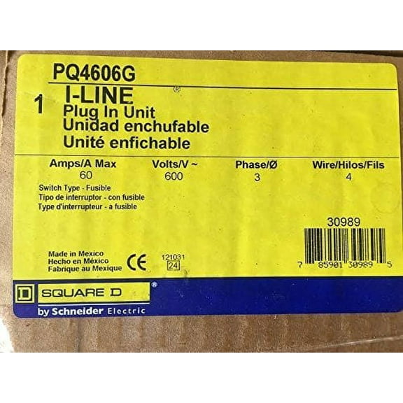 Square D Busway Plug In Unit,60A,277/480/600V,4P PQ4606G