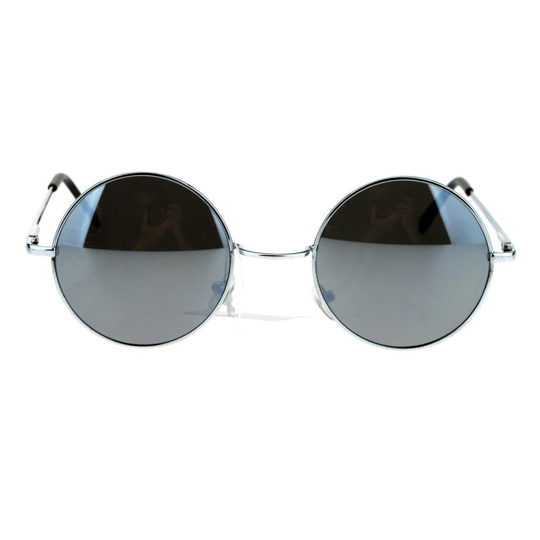 John Lennon Circle Lens Mirrored Mirror Lens Wire Rim Round Sunglasses Silver Mi