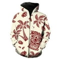 thumbnail image 1 of Sudadera con capucha y cremallera para hombre, diseño de árbol de coco de isla tropical, estilo hip hop, unisex, de manga larga, con estampado 3D de primavera, de gran tamaño, 1 of 6
