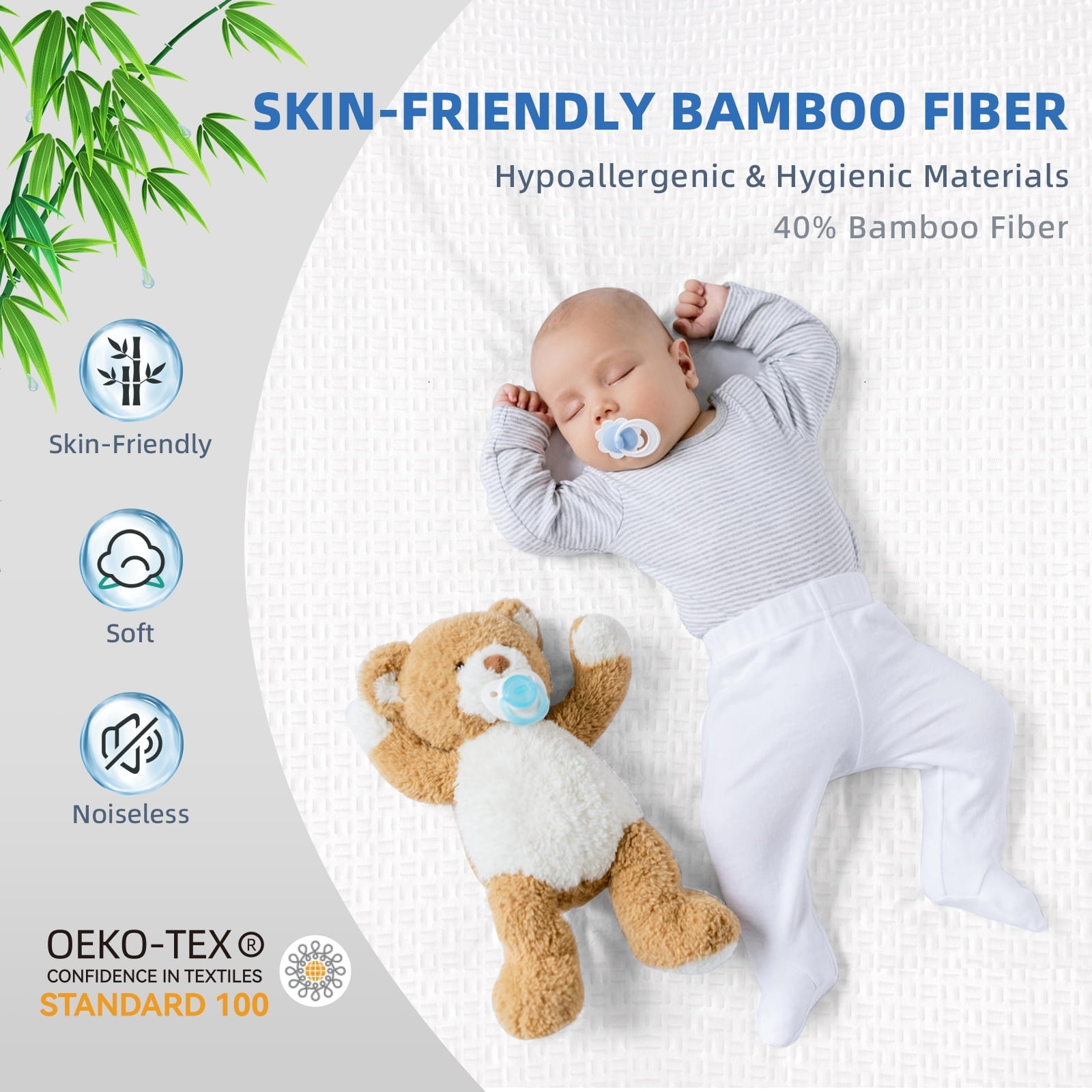 RestGuard 100% Waterproof Mattress Protector, Breathable Cooling Bamboo 3D Air Fabric Mattress Cover, Soft Noiseless Bed Cover, Machine Washable, 8-21'' Deep Pocket (Twin)