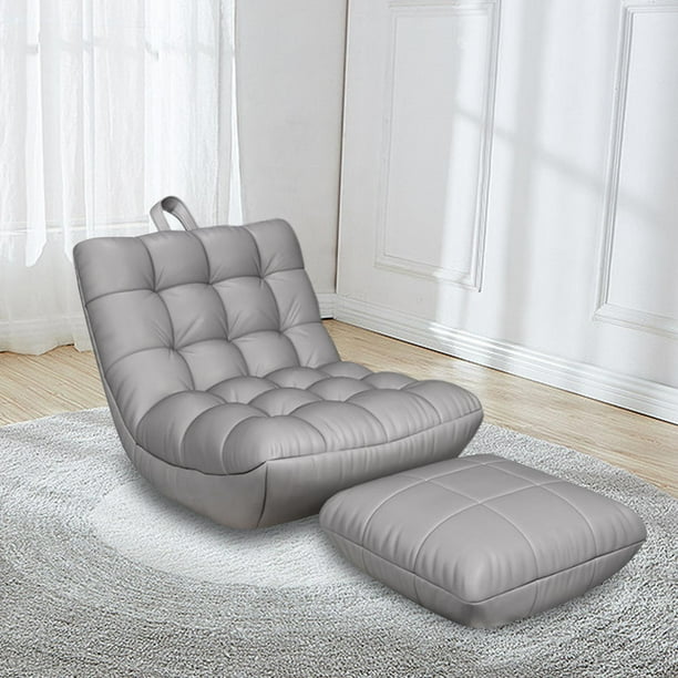 Sofá tipo puf, sofá perezoso con reposapiés, sillón, sofá de suelo, asientos en el suelo para muebles de sala de estar, chimenea de juegos Gris oscuro