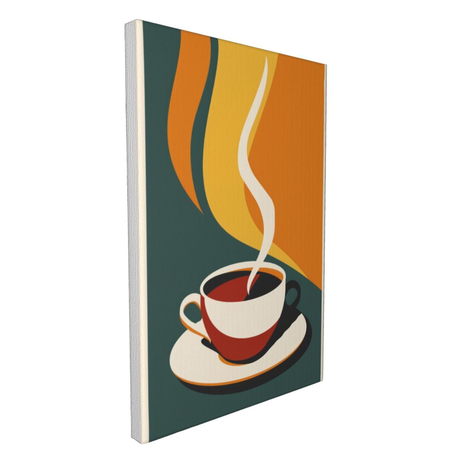 16x24 inch Paintings On Canvas Wall Art Hot And Steaming Coffee,Home Kitchen,Rustic Cafes,Restaurant Decor Wall Art Prints,Classic Coffee Decor Painting Poster,Chic Gift For Cafes Enthusiast
