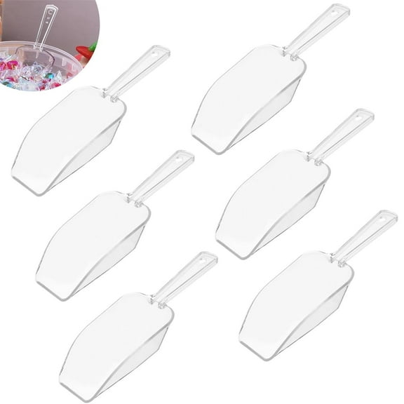 HXRH 6 Pcs Mini Clear Kitchen Scoops,4.3 inch Plastic Ice Scoop,Multi Purpose Popcorn Scoop,Small Ice Cube Shovel,Simple Scoops Set,for Shoveling Grains Candy Ice Cream Bath Salt