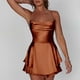 thumbnail image 3 of Vestido midi sexy de color liso y corte ajustado para mujer - Cuello en V, lazo delantero, tirantes finos, espalda abierta - Playa/Fiesta/Cóctel - S-L, 3 of 6