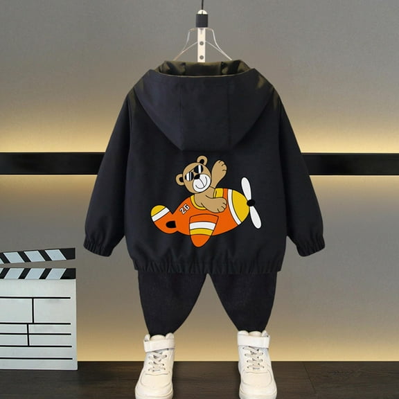 EWASWON Kids Hooded Jacket for Boys & Girls, Long Sleeve Casual Jacket with Stretchy Soft Fabric (Sizes 1-2Y to 10-11Y)