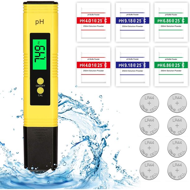 Probador de PH electrónico, probador de calidad del agua LCD digital, función de calibración automática y medidor de PH digital portátil de 0.00-14.00 Medidor de PH digital de mano JFHHH pequeña