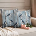 thumbnail image 2 of Teal Forest Birds Outdoor Waterproof Pillow Covers, Modern Oil Painting Art Decorative Square Throw Pillowcase Sofa Cushion Sham for Patio/Couch/Chair, 18"x18" 2 Pack, 2 of 8