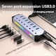 thumbnail image 2 of USB 3.0 Hub,7-Port RGB Hub with LED Strip,Aluminum Case Hub EU Plug, 2 of 5