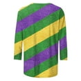thumbnail image 4 of Mardi Gras Outfit for Women,Women's Tops and Blouses Jersey Shirts for Women Cotton Blouses for Women Casual Womens 3/4 Sleeve Tops Cotton Blend, 4 of 5