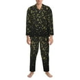 thumbnail image 3 of Fuzoiu Glittering stars Print Men's Long-Sleeved Pajama,Lounge Button Down Nightwear,Mens Notch Collar Pajama Set-XX-Large, 3 of 7