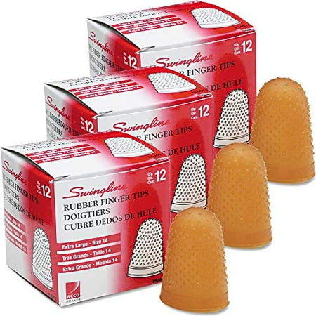 Swingline® Rubber Fingertips, #14, 7/8" Diameter, Amber, Box Of 12