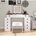 thumbnail image 5 of Maritcute Farmhouse Style LED Lighted Makeup Vanity Desk with 10 Drawers | Includes Stool, Mirror, and Storage - Perfect for Bedroom or Studio, 5 of 9