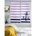 thumbnail image 4 of Anchor Purple Semi Sheer Curtains 72 Inch Length 2 Panels Set, Modern Navy Blue White Striped Nautical Sheer Kitchen Curtain Privacy Voile Window Curtain for Living Room Bedroom Rod Pocket Drapes, 4 of 7