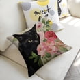 thumbnail image 3 of Black cat flowers Linen toss pillowcase Decoration pillowcase Gift preferred 20x20" Cushion cover 2 set Sofa pillowcase Sofa bedroom living room car, 3 of 5