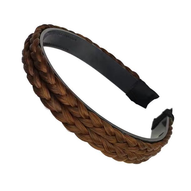 Diadema trenzada con aro trenzado, accesorios para el cabello para mujeres y niñas (negro natural)