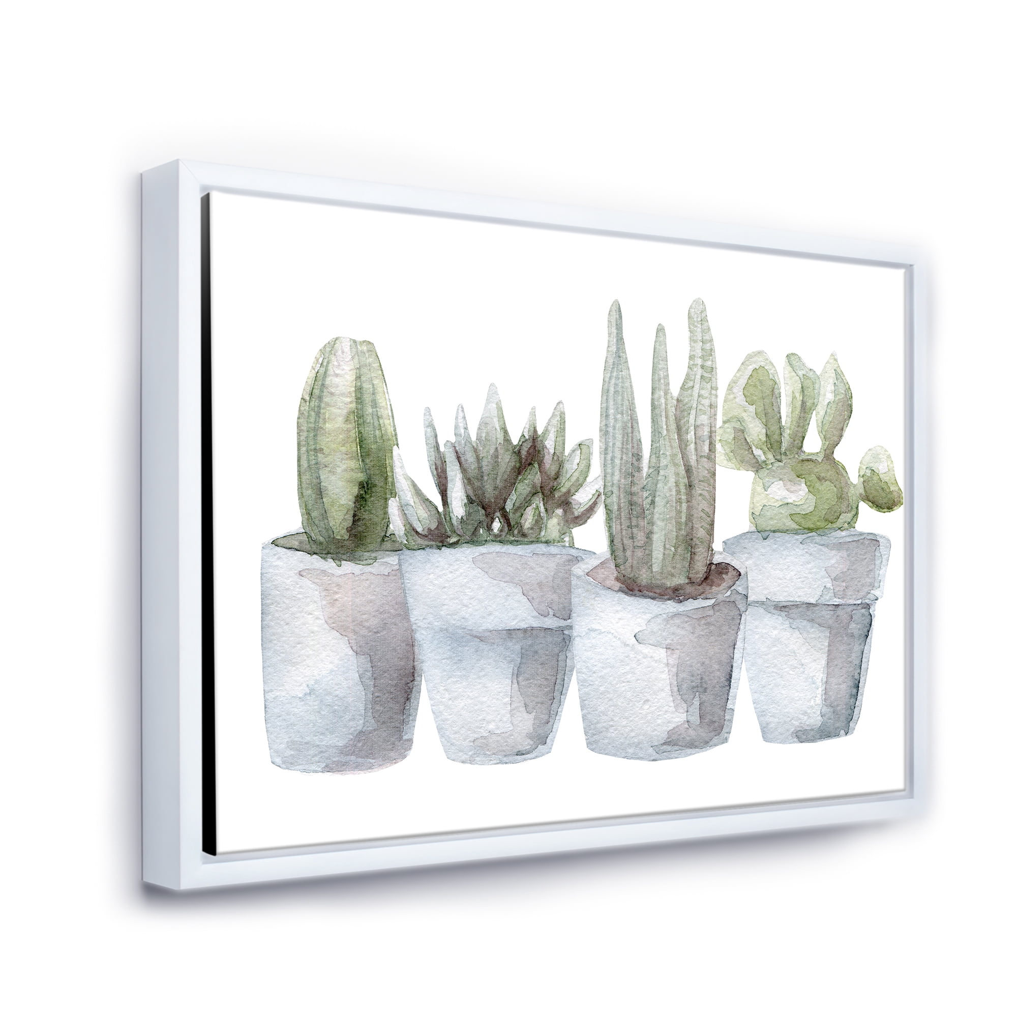 Designart 'Succulent and Cactus House Plants V' Farmhouse Framed Canvas Wall Art Print
