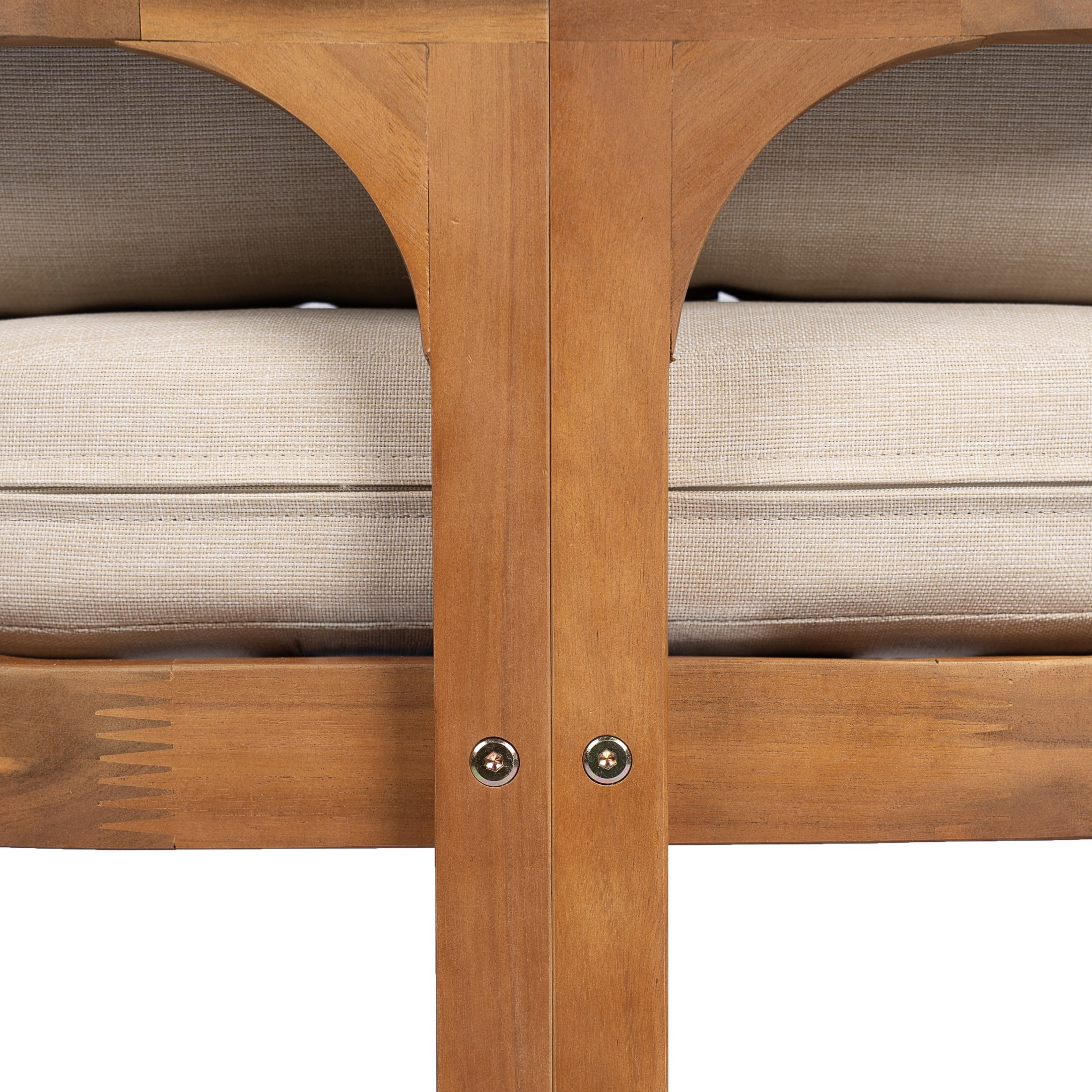 Christopher Knight Home Wooden U-Shaped Outdoor Dining Chair with Beige Cushion, Teak, Set of 2