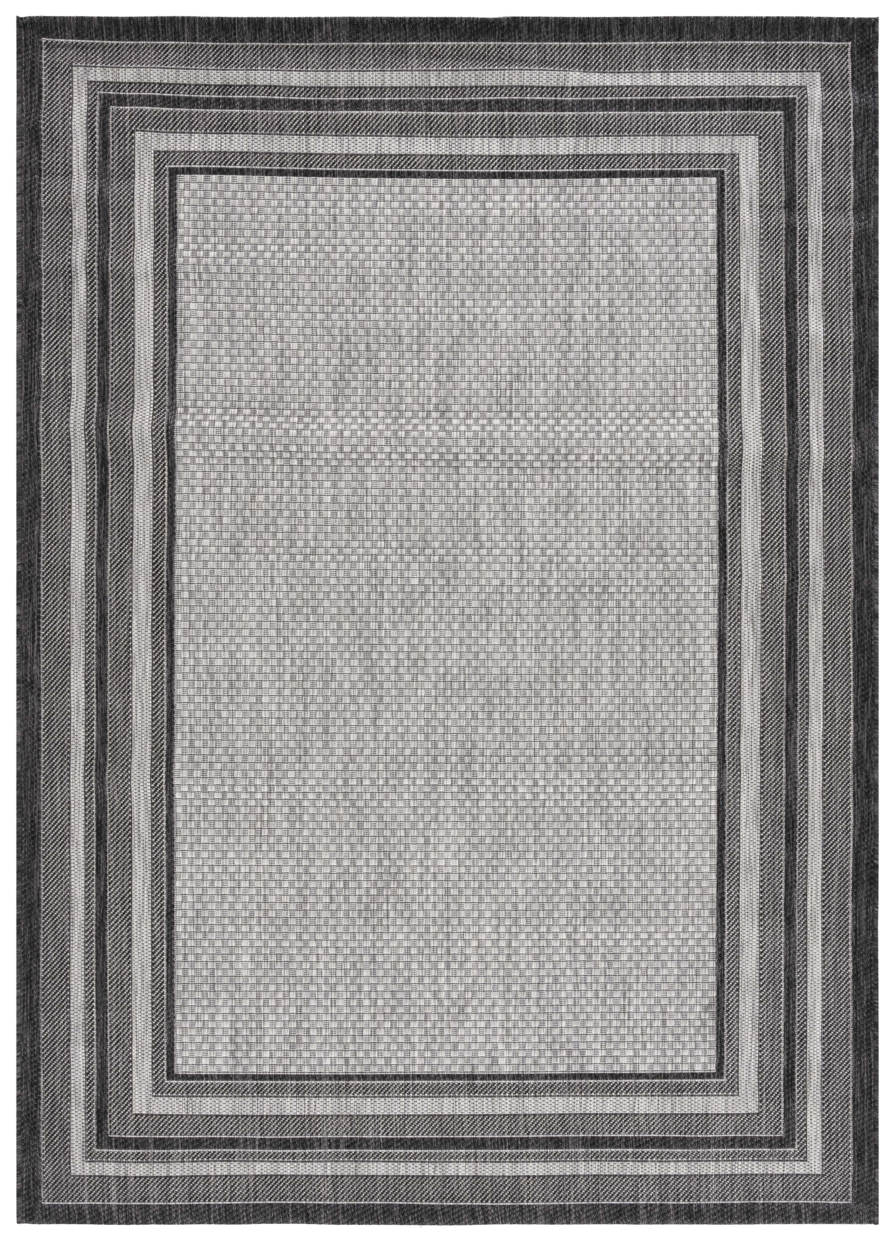 Safavieh Courtyard Ercan Bordered Indoor/Outdoor Area Rug, Light Gray/Black, 6' x 8'