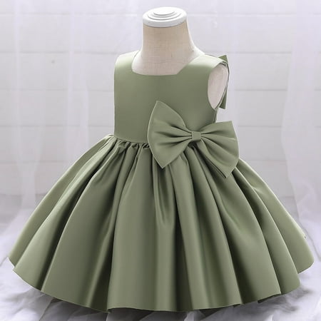 

OBEEII 1st Birthday Dresses for Girls Cute Bowknot A-line Fluffy Princess Dresses Wedding Guest Performance Dance Party Outfits