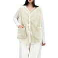 thumbnail image 2 of Zedker Womens Waistcoat Fleece Lightweight Vest Sleeveless Button Down Jacket Coat ,Plus Size WhiteXXL, 2 of 5