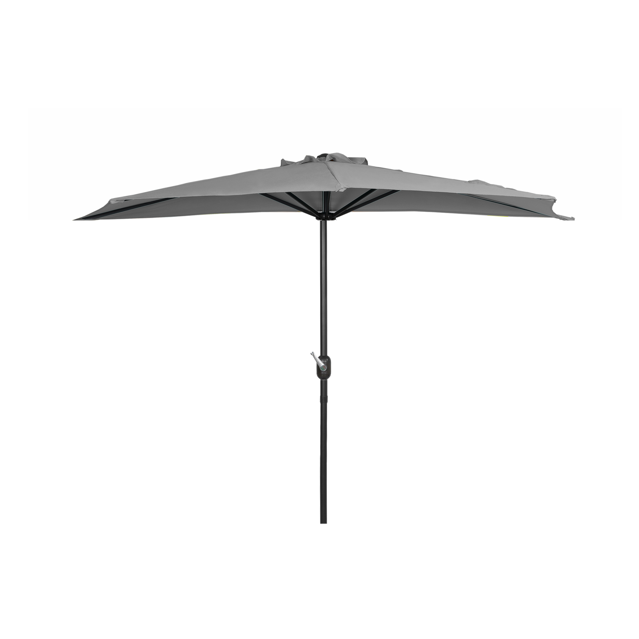 WestinTrends Lanai 9 Ft Outdoor Patio Half Umbrella, Small Grill Deck Porch Balcony Shade Umbrella with Crank, Gray