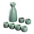 thumbnail image 2 of Juego de sake japonés, regalo de bebida de sake, decoración con 6 tazas, juego de tazas de sake artesanales Verde, 2 of 9