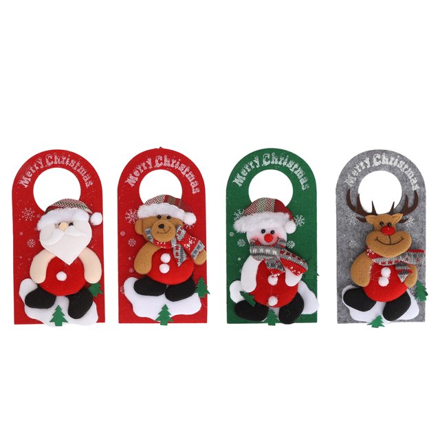 Colgantes navideños para manija de puerta, bonitos adornos decorativos de dibujos animados para salón de belleza y hogar, 4 piezas