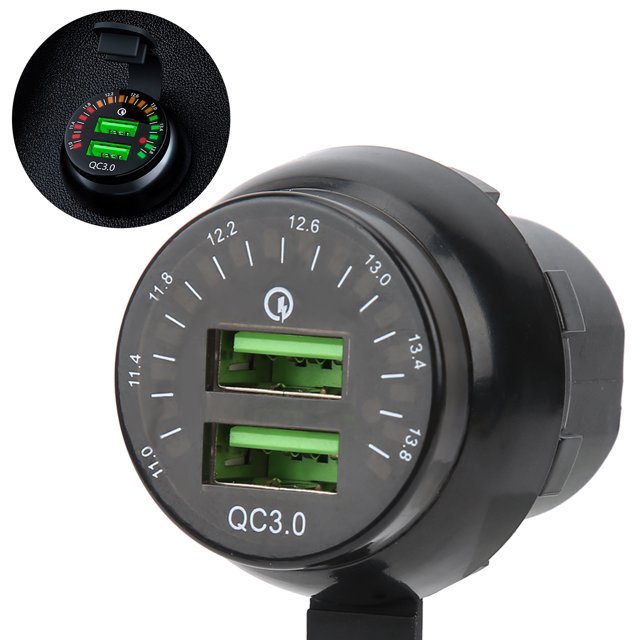 Cargador de Coche Toma de Cargador USB Dual Carga Rapida Con Voltímetro de Pantalla a Color Universal para Vehículo Barco RV Motocicleta ANGGREK Otros