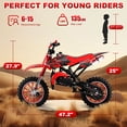 thumbnail image 7 of Gpower 49cc Dirt Bike for Kids 6-15,2-Stroke Gas Powered Mini Dirt Bike,1.5L Fuel Capacity,1-Seater,Red, 7 of 7