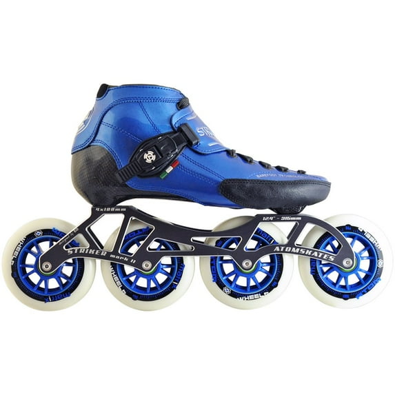 Atom Luigino Strut 4 Wheels Inline Skate Package (Matrix 84mm, 5, Blue, ABEC 7)
