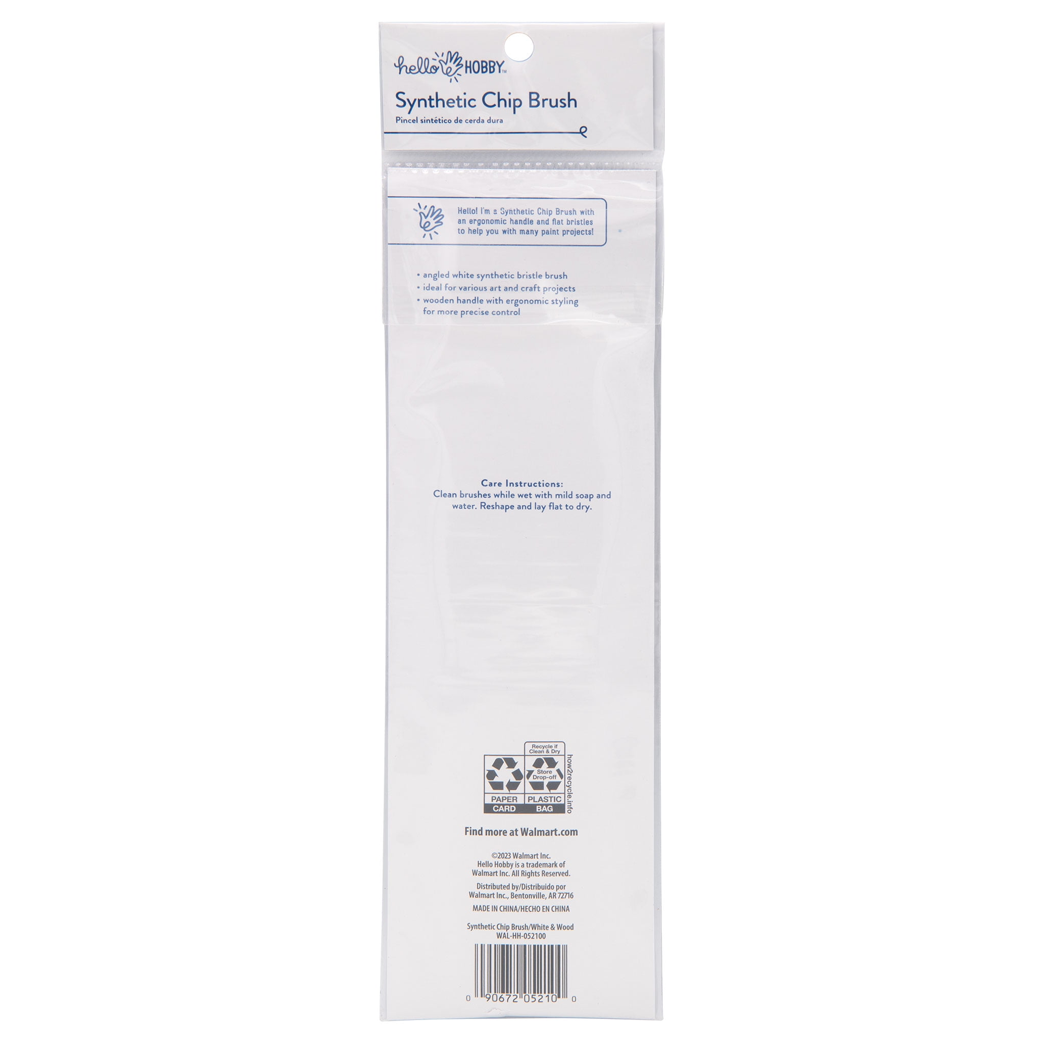 Hello Hobby 2" White Synthetic Angle Craft 10" Long Brush, Adult, Teen