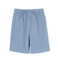 thumbnail image 4 of Fashion YLSDY Mens Cotton Shorts Crinkled Texture Lightweight Drawstring Shorts for Summer Lounging or Casual Travel Light Blue L, 4 of 7