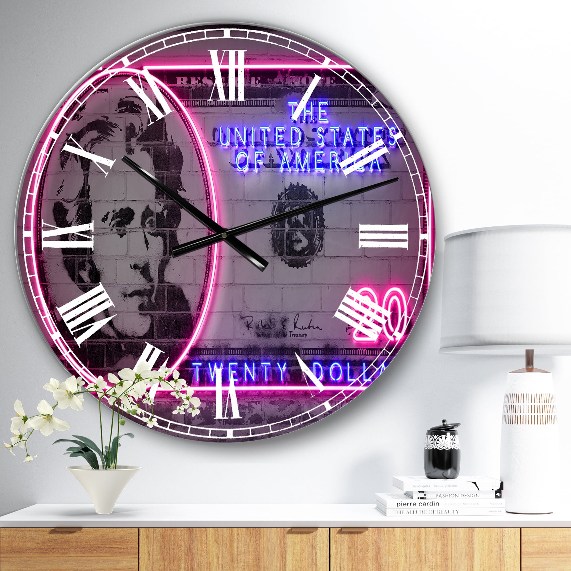 Designart Oversized Multicolor Analog Round Modern Wall Clocks, CLM25768-C23