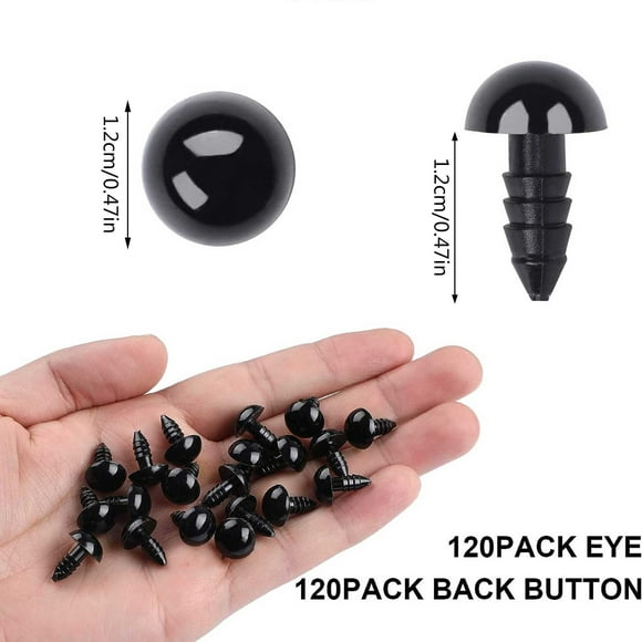 JJKBVCLO 120pcs Black Plastic Crochet Eyes Bulk With Washers For Crochet Crafts Black Eyes Stuffed Animals Plastic Toys Eyes