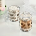 thumbnail image 2 of Yayeee 2 Pack Qtip Holder Bathroom Cotton Swab Canister with Lid Clear Dispenser Set, Light Gray Cat Pattern, 2 of 6