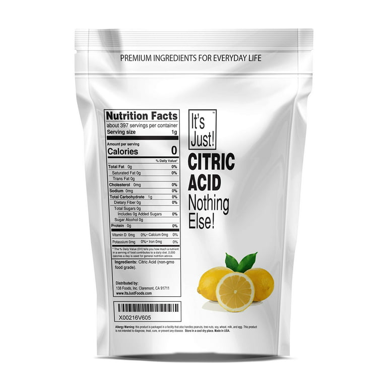 It's Just - Citric Acid, Food Grade, Non-GMO, Bath Bombs (14 ounces)