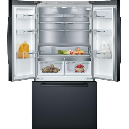 Bosch - 800 Series 21 Cu. Ft. French Door Counter-Depth Smart Refrigerator - Black Stainless Steel