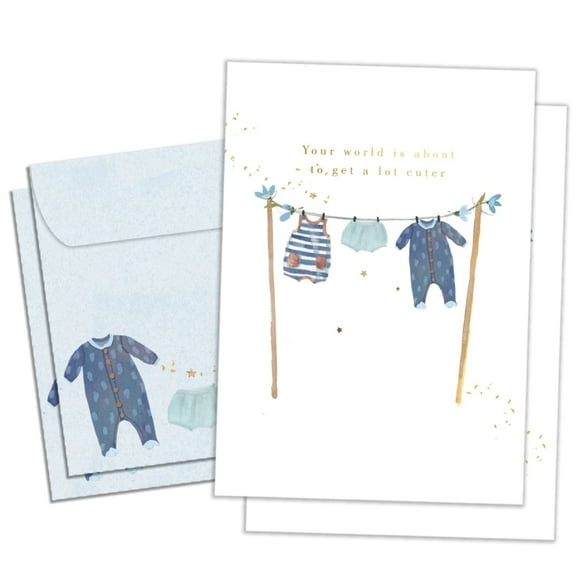 Tree-Free Greetings New Baby Greeting Card 2 Pack, 5x7, New Baby Boy (GT64442)